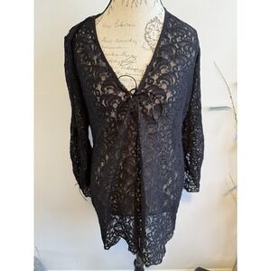 Delicates Black Lace top Size Xl